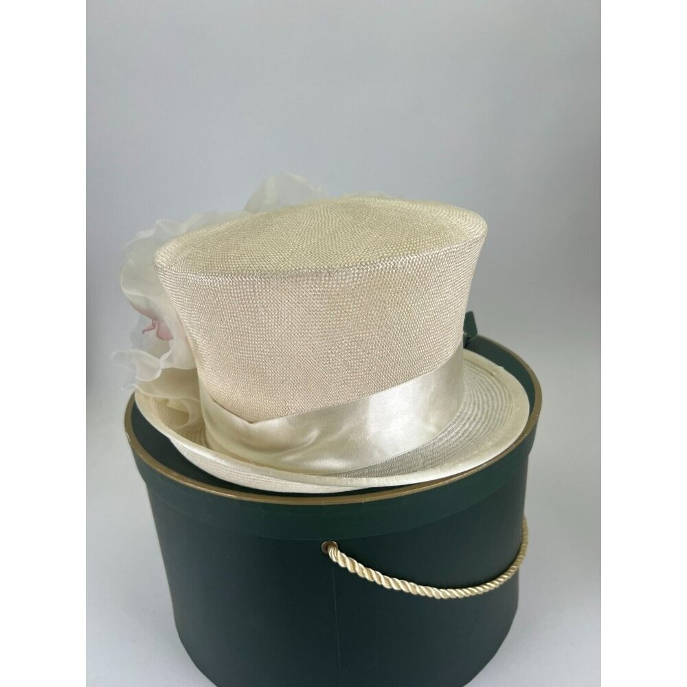 LOUISE GREEN MILLINERY 6050 KYES NATURAL STRAW HAT W/ FLOWER /w TAGS Wedding - Picture 7 of 16